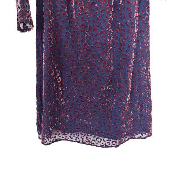 Boden black georgette brown velvet animal print silk blend midi dress 2P - Picture 5 of 11